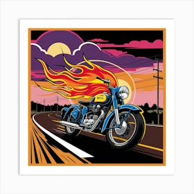 Flames On A Motorcycle Art Print