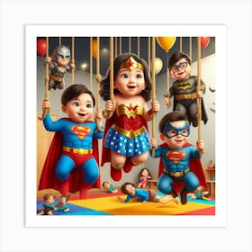 Super Hero Family Art Print