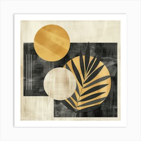 Gilded Palms: Abstract Fusion on Textured Canvas Art Print