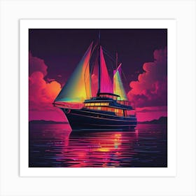 Sailboat At Night 1 Art Print