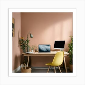 A Photo Of A Person Sitting At A Desk With A Compu Art Print