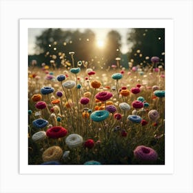 Crocheted Flowers Art Print