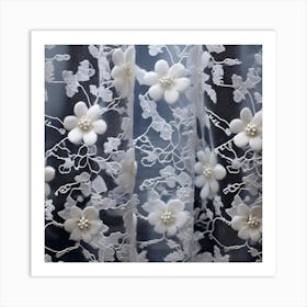 White Flowers On Lace 2 Art Print