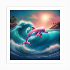 Pink Dolphin In The Ocean Art Print