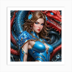 Girl With A Dragon de Art Print