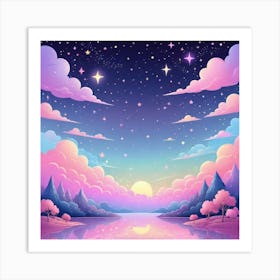 Sky With Twinkling Stars In Pastel Colors Square Composition 150 Art Print