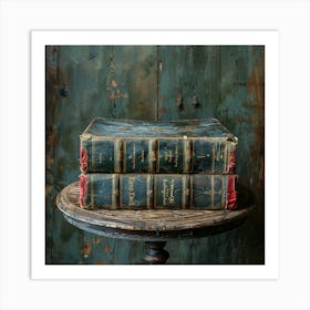 Old Books On A Wooden Table Art Print