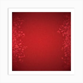 Red Background With Flowers Art Print