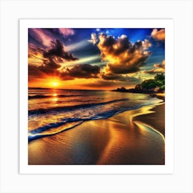 Sunset On The Beach 338 Art Print