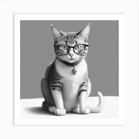 Cat With Glasses Art Print