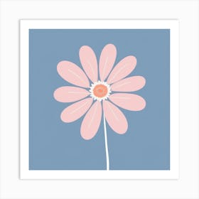 A White And Pink Flower In Minimalist Style Square Composition 529 Art Print