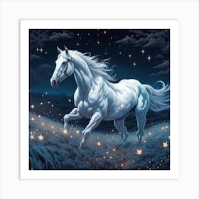 White Horse In The Night Art Print