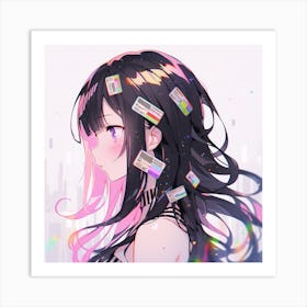 Anime Girl With Pink Hair Art Print