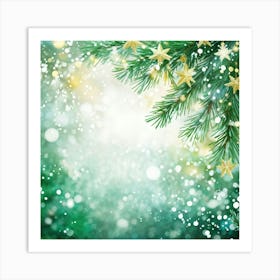 Abstract Concept Of Christmas Using Evergreen Branches As Main Subject Covered In Fine Glittering S (3) Art Print