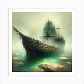 Ship In The Fog 3 Art Print