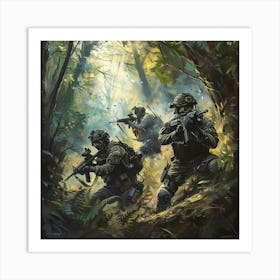 Scouts In The Woods 1 Art Print