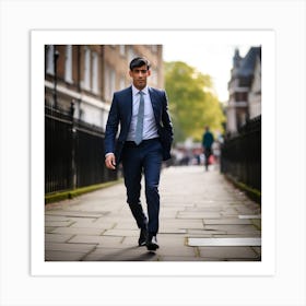 Man In A Suit Walking Down A Street Art Print