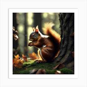 Squirrel In The Forest 314 Art Print