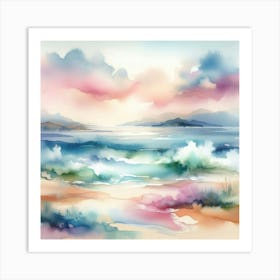 Own a Dreamy Beachscape: Abstract Watercolor Painting. Art Print