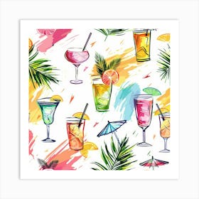 Seamless Pattern With Tropical Drinks 11 Art Print