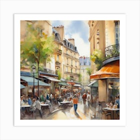 Paris Cafes.Cafe in Paris. spring season. Passersby. The beauty of the place. Oil colors.2 Art Print