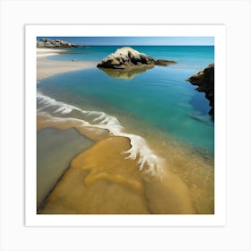 Translucent Blue Sea, White Surf on the Beach 1 Art Print