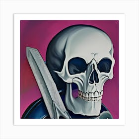 Wite Skull And Sword Art Print