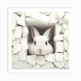 Rabbit Peeking Through A Hole 14 Art Print