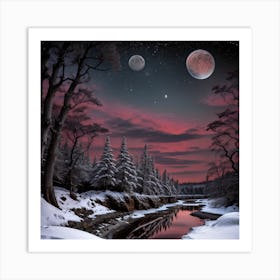 Moonlight Over The River Art Print