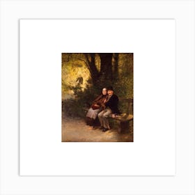 Couple Sitting On A Bench Art Print