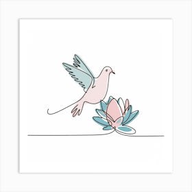 Dove On Lotus Flower 1 Art Print