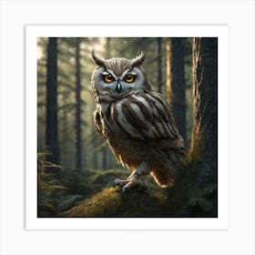 Owl In The Forest 127 Art Print