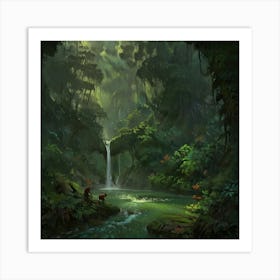 Waterfall In The Jungle 59 Art Print