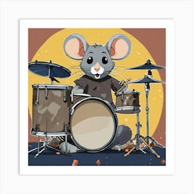 Mouse Playing Drums 2 Art Print