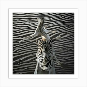 Firefly Zebra, Optical, Illusion, Black, White, Stripes, Horizontal, Mesmerizing, Captivating, Backd (9) Art Print