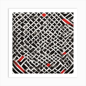 Black And Red Squares Art Print