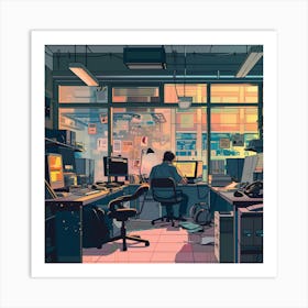 Office Lofi Illustration Art Print