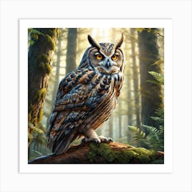 Owl In The Forest 176 Art Print