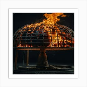 Fire In A Fireplace Art Print