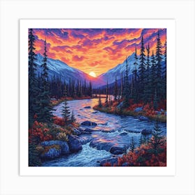 Sunset In The Mountains 1 Art Print