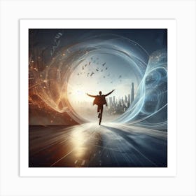 Futuristic Man In Space Art Print