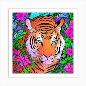 Stained Glass Tiger 2 Art Print