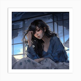 Girl In Bed Art Print