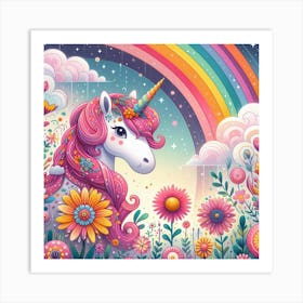 Unicorn In The Garden 1 Art Print