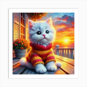 Sunset Kitten Art Print