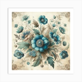 Elegant Botanical Harmony, A Vintage Floral 4 Art Print