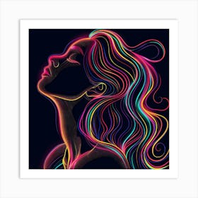 Neon Portrait Of A Woman Art Print