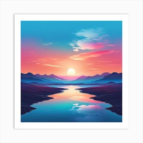 Sunset Over The Lake Art Print