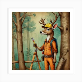 Deer In The Woods 35 Art Print