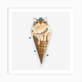 Cat Ice Cream Cone Art Print